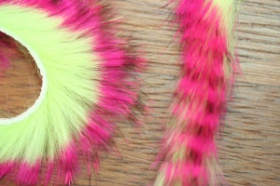 Кроличьи полоски Hareline Magnum Tiger Barred Strips Hot Pink/Brown/Chartreuse